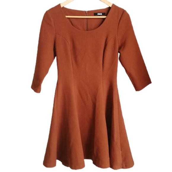 ASOS Dresses & Skirts - ASOS NWT Terracotta Stretchy Skater Fit and Flare Mini Dress Size 4